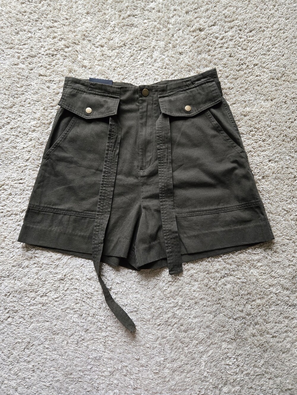 Banana Republic Belted Shorts Womens 8 Olive Green Cotton